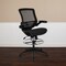 Mid-Back Transparent Black Mesh Drafting Chair with Black Frame and Flip-Up Arms